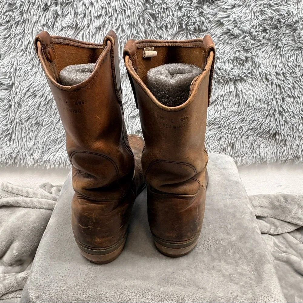 Red Wing Boots Mens Size 8.5 E Steel Toe Pecos Pull On Work Brown Leather USA
